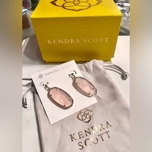 KENDRA SCOTT Rose Pink Opal Drop Earrings Dani Dangle Kyocera Rhodium NIB No Tag
